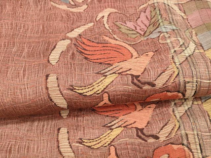 平和屋着物＊夏物 西陣 六通柄袋帯 花鳥文 証紙付き 正絹 逸品 DAAX5562cm