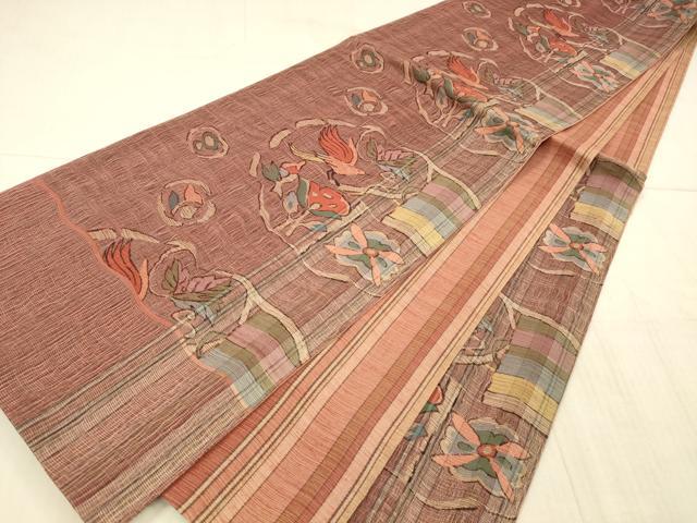 平和屋着物＊夏物 西陣 六通柄袋帯 花鳥文 証紙付き 正絹 逸品 DAAX5562cm
