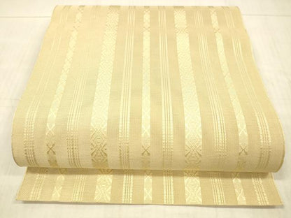 平和屋着物＊夏物 本場筑前博多織 八寸名古屋帯 紗献上 香色 正絹 逸品 DAAX5564cm