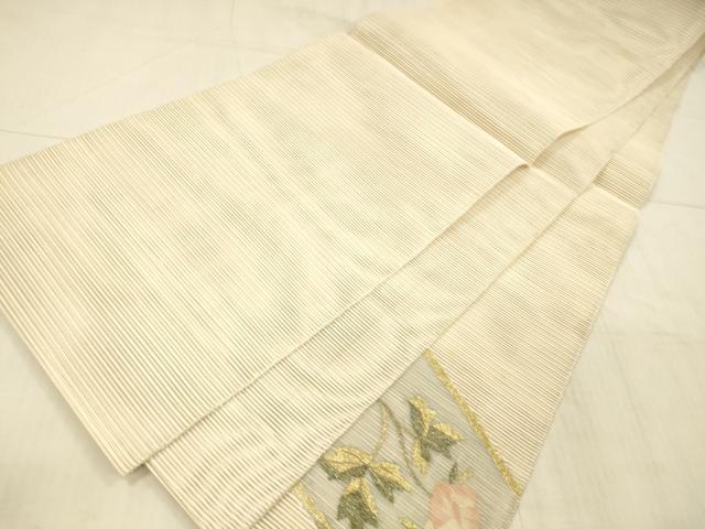 平和屋着物＊夏物 絽綴れ 太鼓柄袋帯 流水枝花文 金銀糸 正絹 逸品 DAAX5569cm
