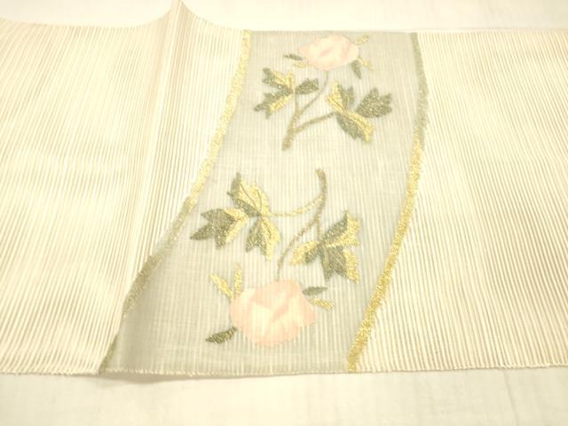 平和屋着物＊夏物 絽綴れ 太鼓柄袋帯 流水枝花文 金銀糸 正絹 逸品 DAAX5569cm