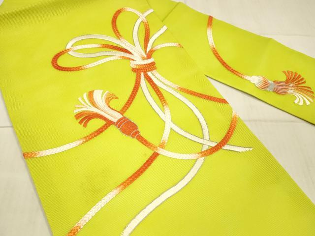平和屋着物＊夏物 九寸名古屋帯 駒刺繍 総刺繍 束ね熨斗文 正絹 逸品 DAAX5570cm
