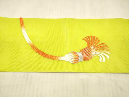 平和屋着物＊夏物 九寸名古屋帯 駒刺繍 総刺繍 束ね熨斗文 正絹 逸品 DAAX5570cm