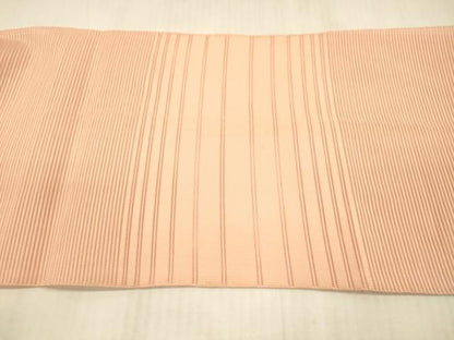 平和屋着物＊夏物 絽綴れ 八寸名古屋帯 横段文 甚三紅色 正絹 逸品 DAAX5572cm