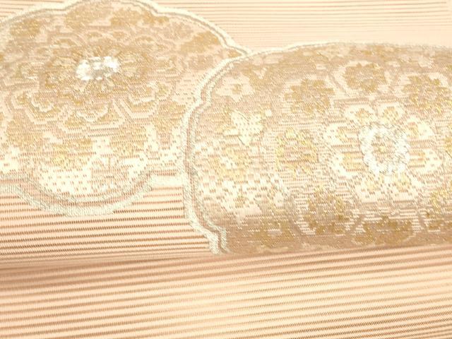 平和屋着物＊夏物　絽綴れ　八寸名古屋帯　駒刺繍　花絵皿文　金銀糸　正絹　逸品　DAAX5573cm