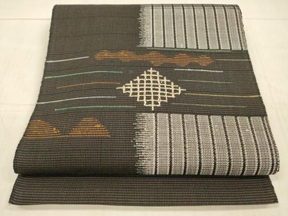平和屋着物＊夏物 八寸名古屋帯 抽象文様 正絹 逸品 DAAX5576cm