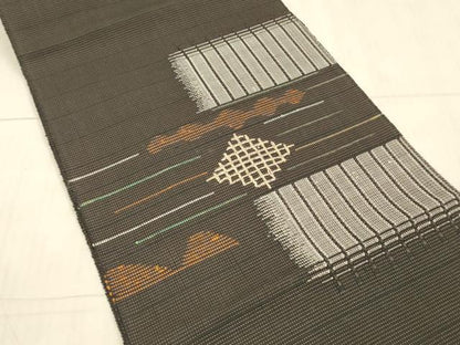 平和屋着物＊夏物 八寸名古屋帯 抽象文様 正絹 逸品 DAAX5576cm