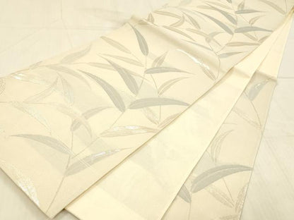 平和屋着物＊夏物　六通柄袋帯　草葉文　銀糸　正絹　逸品　DAAX5578cm