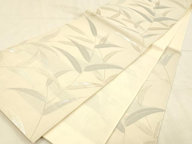 平和屋着物＊夏物　六通柄袋帯　草葉文　銀糸　正絹　逸品　DAAX5578cm