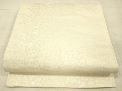 平和屋着物＊夏物 六通柄袋帯 枝葉文 銀糸 正絹 逸品 DAAX5579cm