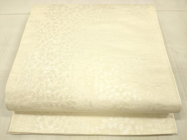 平和屋着物＊夏物 六通柄袋帯 枝葉文 銀糸 正絹 逸品 DAAX5579cm