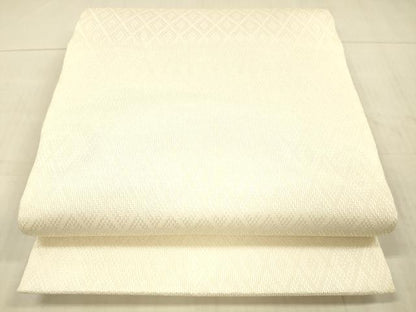 平和屋着物＊夏物　全通柄袋帯　菱文　生成り色　正絹　逸品　DAAX5581cm
