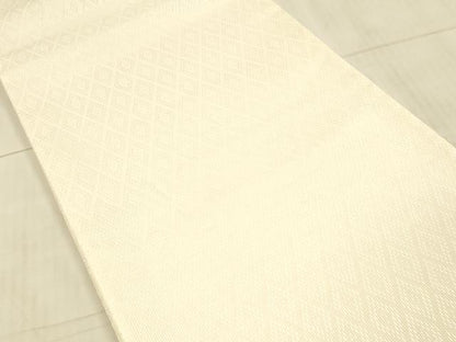 平和屋着物＊夏物　全通柄袋帯　菱文　生成り色　正絹　逸品　DAAX5581cm