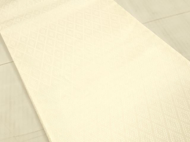 平和屋着物＊夏物　全通柄袋帯　菱文　生成り色　正絹　逸品　DAAX5581cm