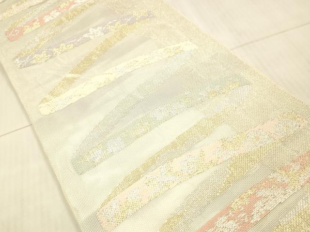 平和屋着物＊夏物 六通柄袋帯 草花文 金銀糸 正絹 逸品 DAAX5583cm