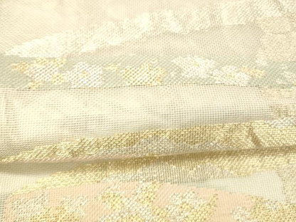 平和屋着物＊夏物 六通柄袋帯 草花文 金銀糸 正絹 逸品 DAAX5583cm