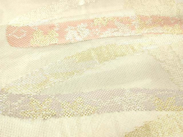 平和屋着物＊夏物 六通柄袋帯 草花文 金銀糸 正絹 逸品 DAAX5583cm