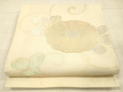 平和屋着物＊夏物 太鼓柄袋帯 花唐草文 金銀糸 正絹 逸品 DAAX5584cm