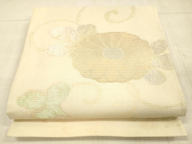 平和屋着物＊夏物 太鼓柄袋帯 花唐草文 金銀糸 正絹 逸品 DAAX5584cm