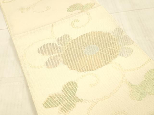 平和屋着物＊夏物 太鼓柄袋帯 花唐草文 金銀糸 正絹 逸品 DAAX5584cm