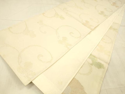 平和屋着物＊夏物 太鼓柄袋帯 花唐草文 金銀糸 正絹 逸品 DAAX5584cm