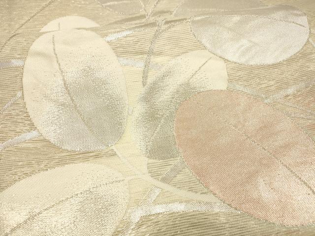 平和屋着物＊夏物 六通柄袋帯 草葉文 銀糸 正絹 逸品 DAAX5585cm