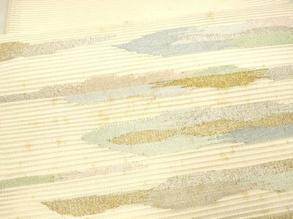 平和屋着物＊夏物　絽綴れ　太鼓柄袋帯　抽象文様　金銀糸　正絹　逸品　DAAX5586cm