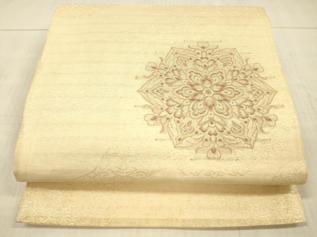 平和屋着物＊夏物 六通柄袋帯 会津からむし 正倉院花文 金糸 正絹 逸品 DAAX5587cm