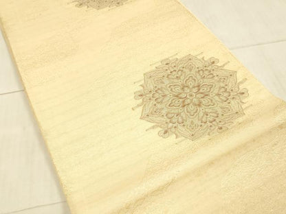 平和屋着物＊夏物 六通柄袋帯 会津からむし 正倉院花文 金糸 正絹 逸品 DAAX5587cm