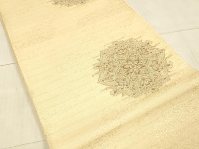 平和屋着物＊夏物 六通柄袋帯 会津からむし 正倉院花文 金糸 正絹 逸品 DAAX5587cm
