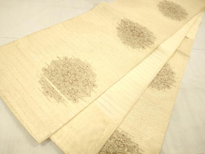 平和屋着物＊夏物 六通柄袋帯 会津からむし 正倉院花文 金糸 正絹 逸品 DAAX5587cm