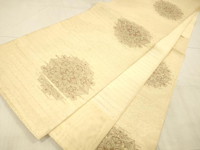 平和屋着物＊夏物 六通柄袋帯 会津からむし 正倉院花文 金糸 正絹 逸品 DAAX5587cm