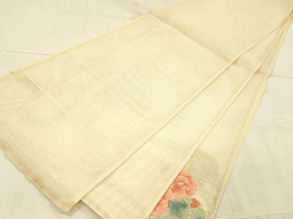 平和屋着物＊夏物 西陣 泰正織物謹製 太鼓柄袋帯 扇面草花文 金銀糸 証紙付き 正絹 逸品 DAAX5588cm