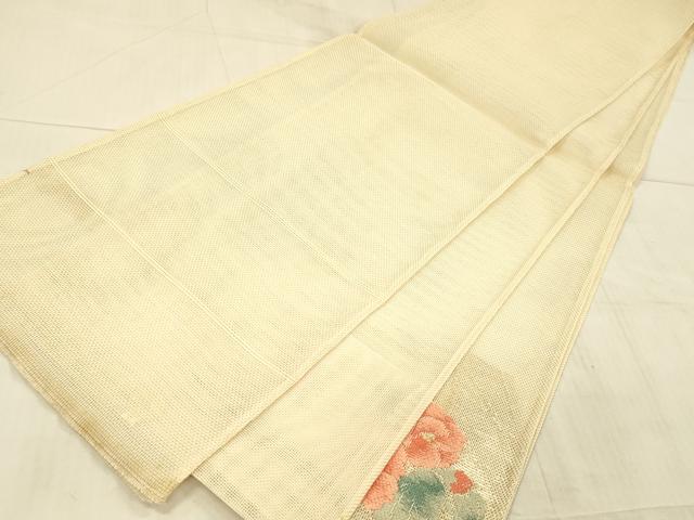 平和屋着物＊夏物 西陣 泰正織物謹製 太鼓柄袋帯 扇面草花文 金銀糸 証紙付き 正絹 逸品 DAAX5588cm