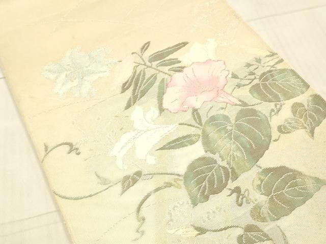 平和屋着物＊夏物 太鼓柄袋帯 草花文 金銀糸 正絹 逸品 DAAX5589cm
