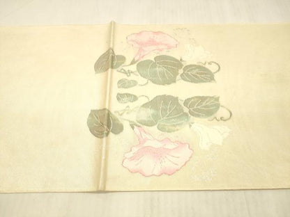 平和屋着物＊夏物 太鼓柄袋帯 草花文 金銀糸 正絹 逸品 DAAX5589cm