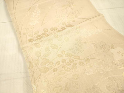 平和屋着物＊夏物 六通柄袋帯 草花文 金銀糸 正絹 逸品 DAAX5590cm