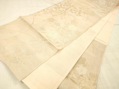 平和屋着物＊夏物 六通柄袋帯 草花文 金銀糸 正絹 逸品 DAAX5590cm
