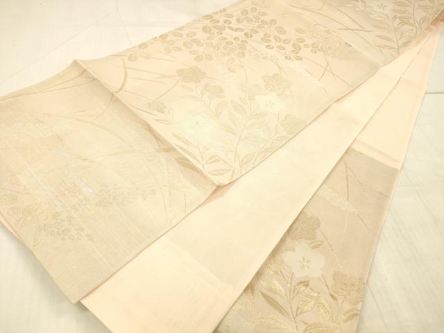 平和屋着物＊夏物 六通柄袋帯 草花文 金銀糸 正絹 逸品 DAAX5590cm
