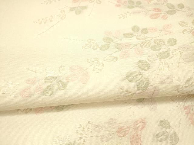 平和屋着物＊夏物　六通柄袋帯　枝葉文　銀糸　正絹　逸品　DAAX5593cm