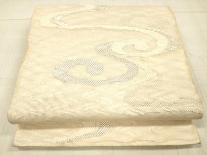 平和屋着物＊夏物 六通柄袋帯 流水文 銀糸 正絹 逸品 DAAX5594cm