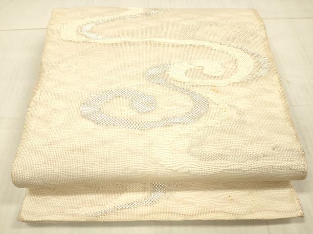 平和屋着物＊夏物 六通柄袋帯 流水文 銀糸 正絹 逸品 DAAX5594cm