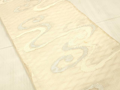 平和屋着物＊夏物 六通柄袋帯 流水文 銀糸 正絹 逸品 DAAX5594cm