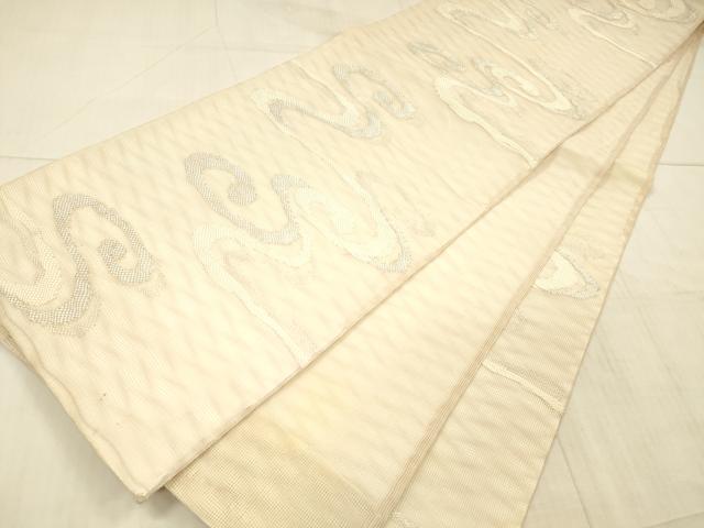 平和屋着物＊夏物 六通柄袋帯 流水文 銀糸 正絹 逸品 DAAX5594cm