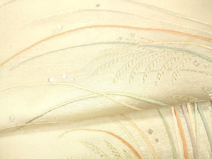 平和屋着物＊夏物 太鼓柄袋帯 刺繍 露草文 金銀糸 正絹 逸品 DAAX5595cm