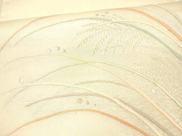 平和屋着物＊夏物 太鼓柄袋帯 刺繍 露草文 金銀糸 正絹 逸品 DAAX5595cm