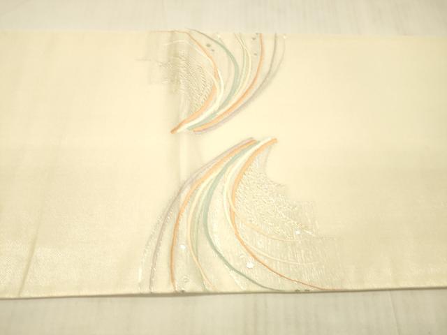 平和屋着物＊夏物 太鼓柄袋帯 刺繍 露草文 金銀糸 正絹 逸品 DAAX5595cm