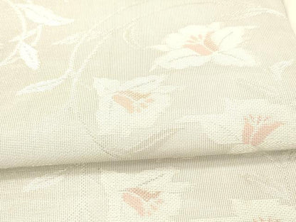 平和屋着物＊夏物 六通柄袋帯 草花文 銀糸 DAAX5596cm
