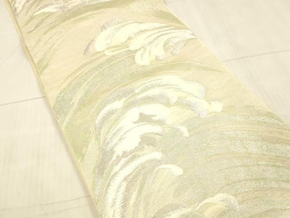 平和屋着物＊夏物 六通柄袋帯 立波文 銀糸 正絹 逸品 DAAX5597cm