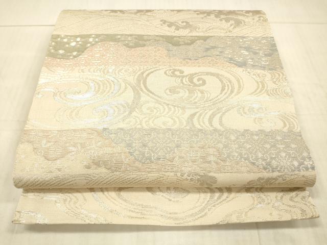 平和屋着物＊夏物 六通柄袋帯 流水文 金銀糸 正絹 逸品 DAAX5599cm